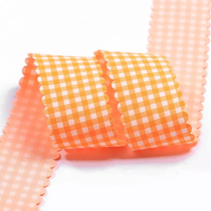 5 야드 다채로운 매칭 격자 인쇄 리본 DIY 공예 활 헤어 액세서리 재료 선물 포장 의류 모자 장식