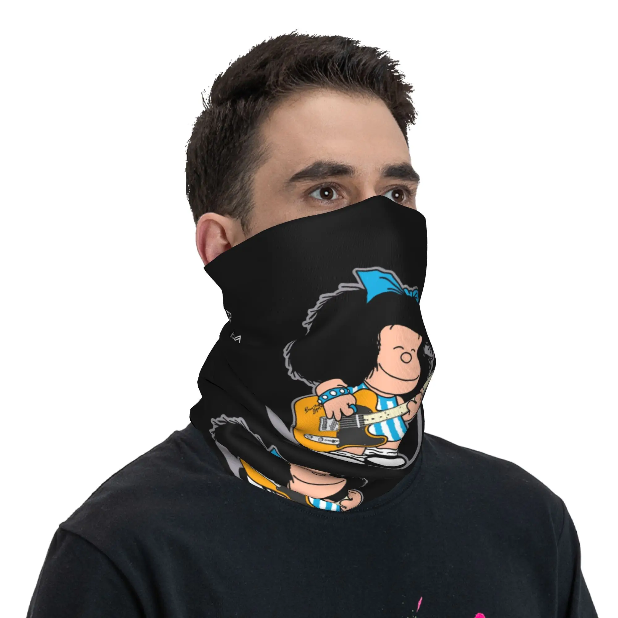 Mafalda Quino Comics Neck Gaiter Women Men UV Protection Winter Classic Cartoon Manga Bandana Scarf for Ski
