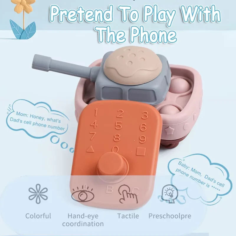 Baby Silicone Stacked Toys Tactile Sensory Soft Building Blocks Toy Push Bubble Hand Eye Coordination Montessori Education Toy