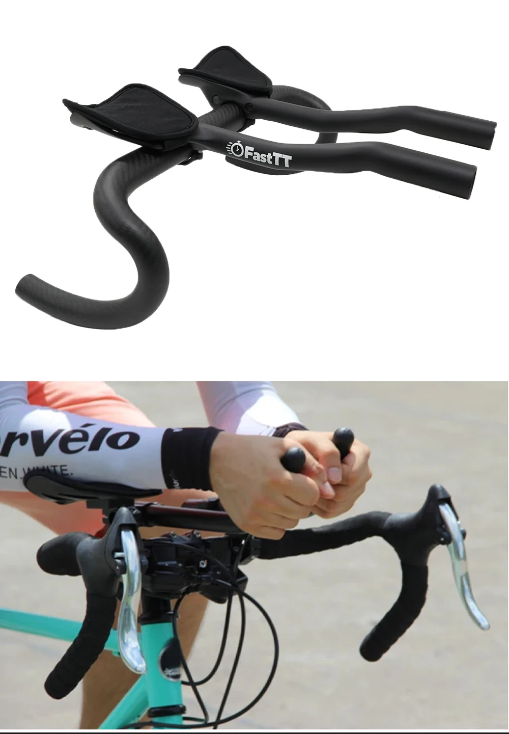 340mm Racing Extended TT Road Bike Handle Carbon Triathlon Bicycle
