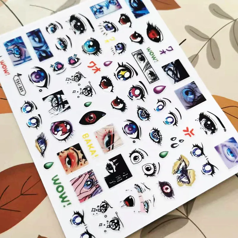 Newest Eyes Design 3D Self Adhesive Back Glue DIY Decorations Tips Nail Art Sticker TSC 301