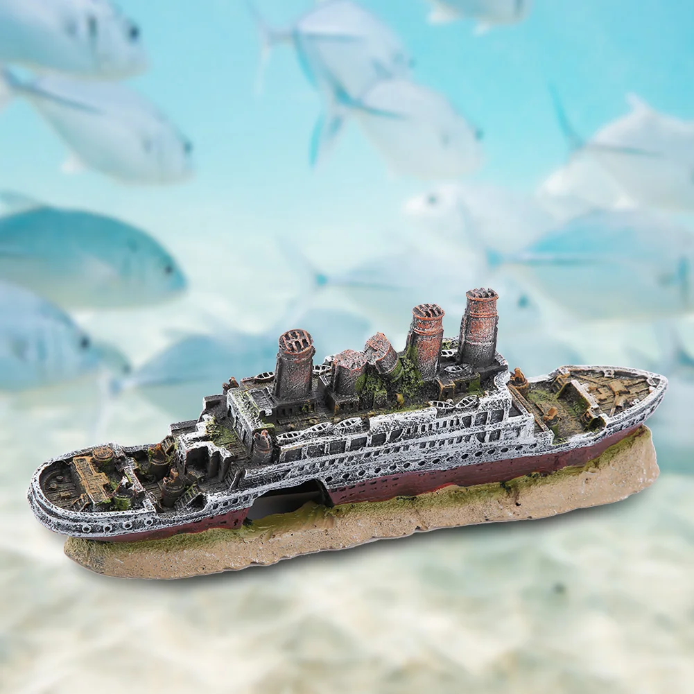 Titanic Lost Wrecked Boat Ship Aquarium Decoration Ornament Wreck Ornaments