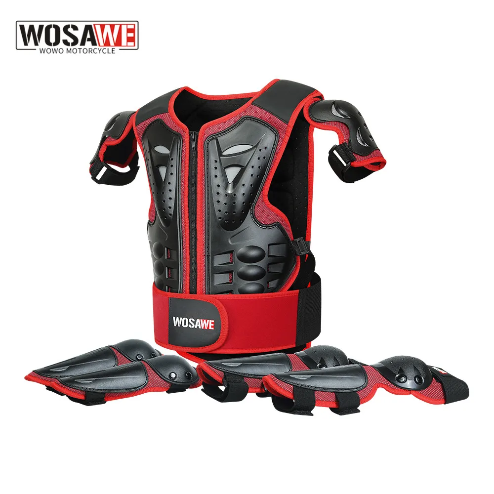 WOSAWE 5-10 years old Kids Full Body Armor Motocross Outfit Vest Sports 4WD Skateboard Skating Skiing Child Armor Gear Set