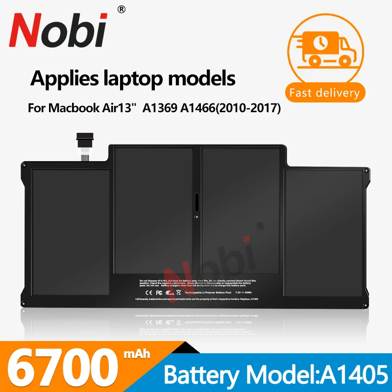 

Nobi A1496 A1405 A1377 Battery For Apple MacBook Air 13" A1466 2012 2013 2014 2015 2017 A1369 2011 2010 MD760LL/A Free Tools