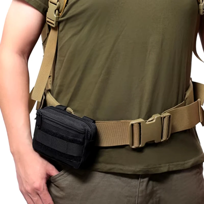 Double Layer Military EDC Pack Men Tactical Molle Waist Belt Oxford Hip Pouch Fanny Pack Camping Hunting Accessories Utility Bag fanny pack