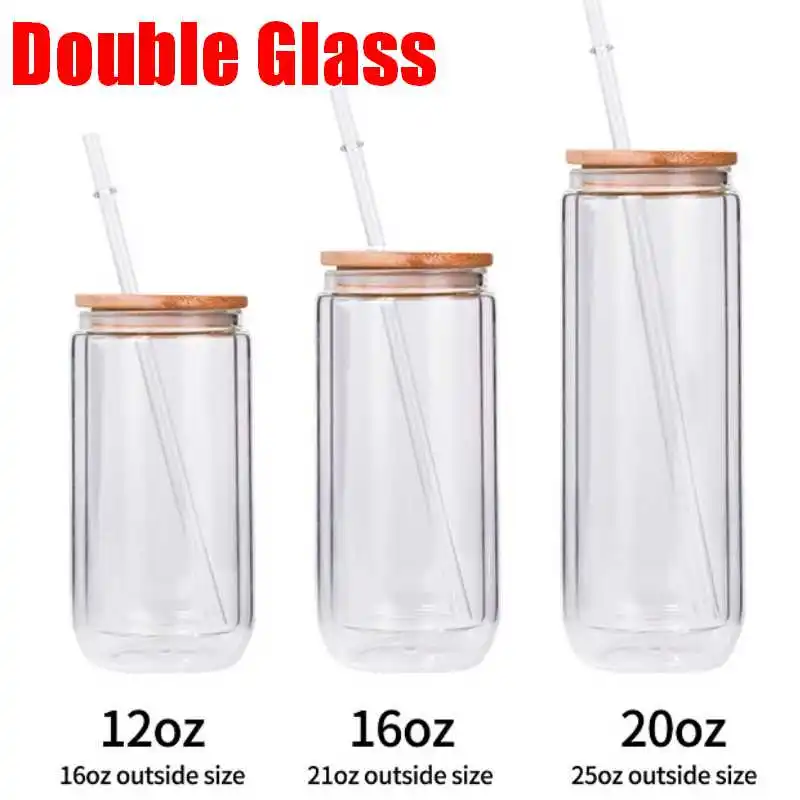 Eco-Friendly Glass Tumbler Set with Bamboo Lid & Straw (2 Sizes, 4 Styles)  - 400ml / Transparent