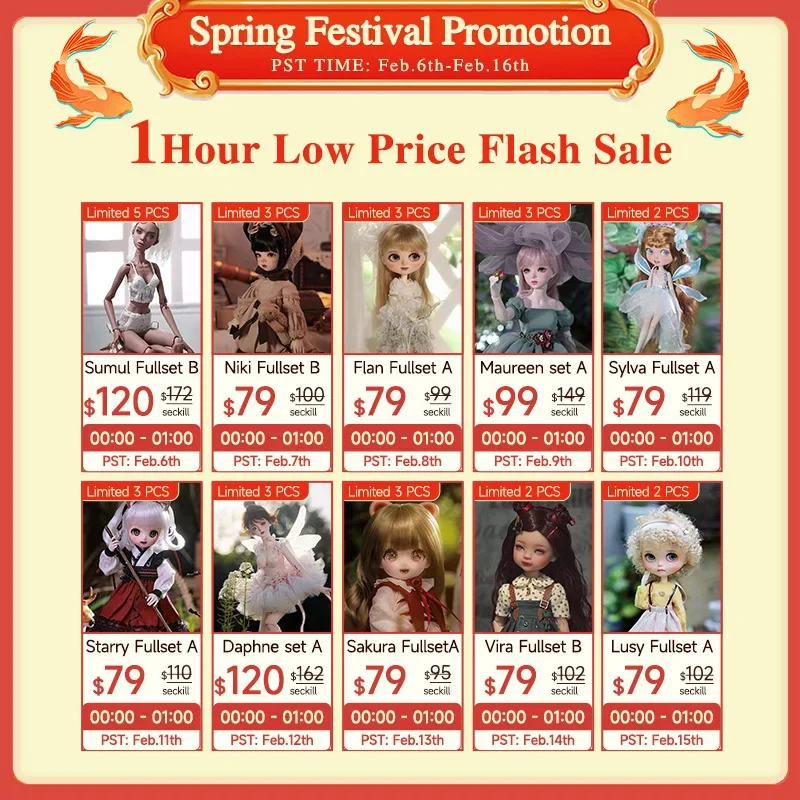 

FantasyAngel 2024 Spring Festival Promotion 1Hour Low Price Flash Deal Bjd Doll Fullset PST From Feb.6th To Feb.16th