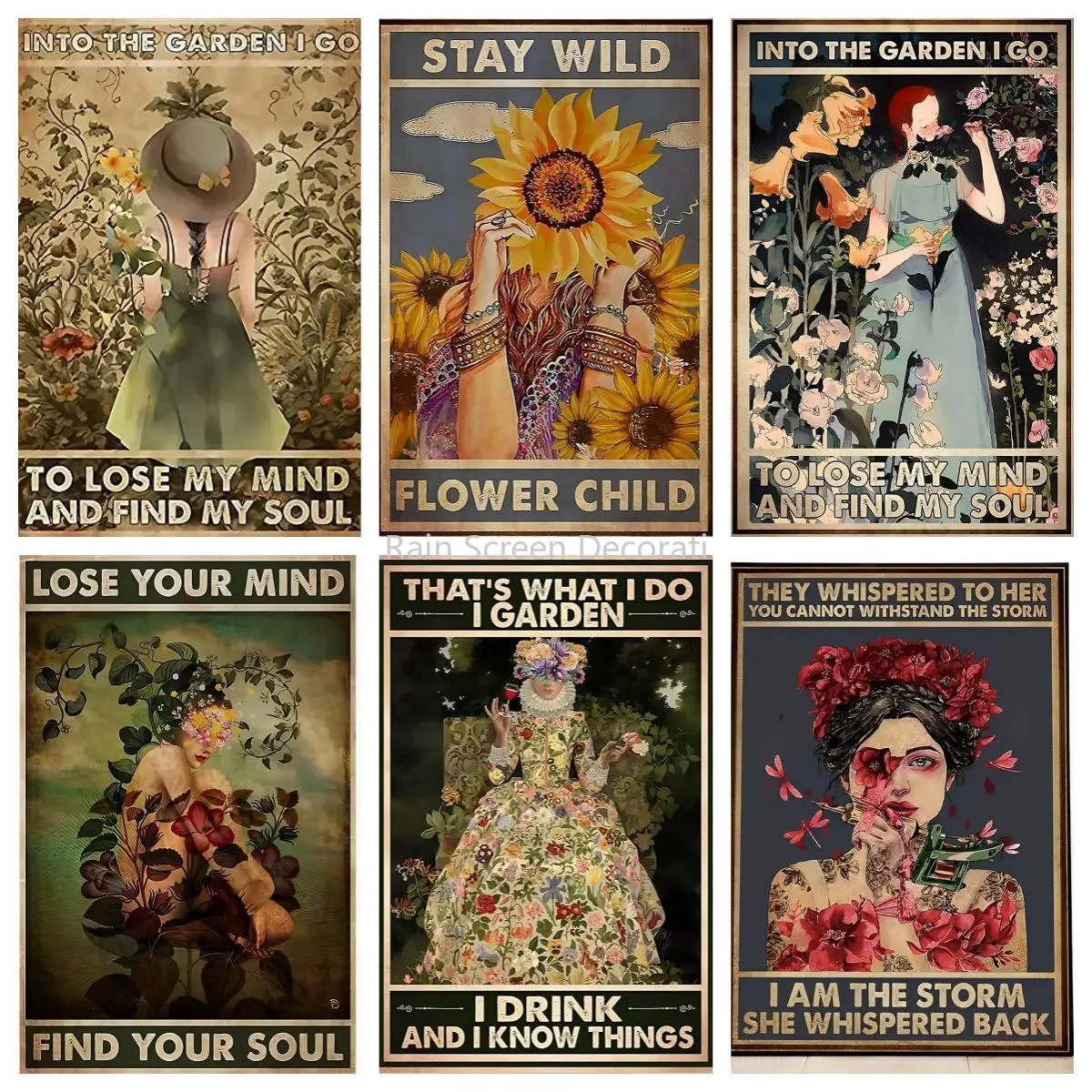 

Into The Garden I Go to Lose My Mind and Find My Soul Metal Poster Vintage Signage for Home Kitchen Garden Decor Gifts tin Sign