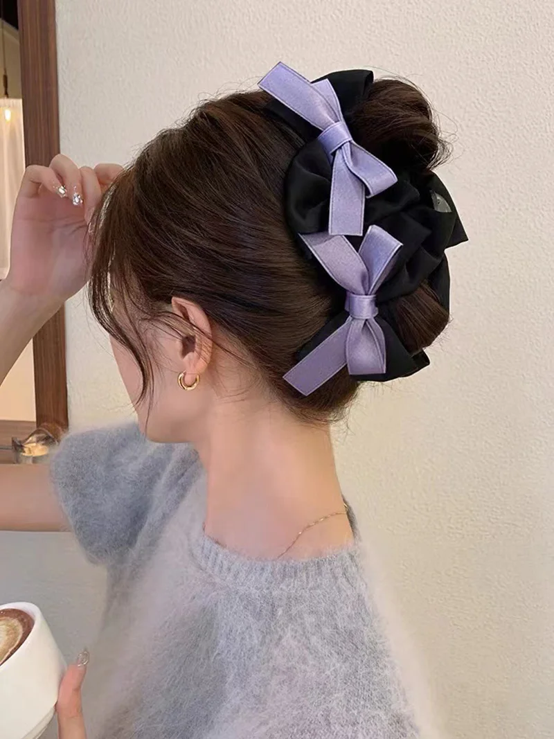 Französische Haarspange mit Schleife, große Haarklammer, elegante Haarspangen für Damen, modische Haaraccessoires für Mädchen, süße Kopfbedeckung – Detail 5