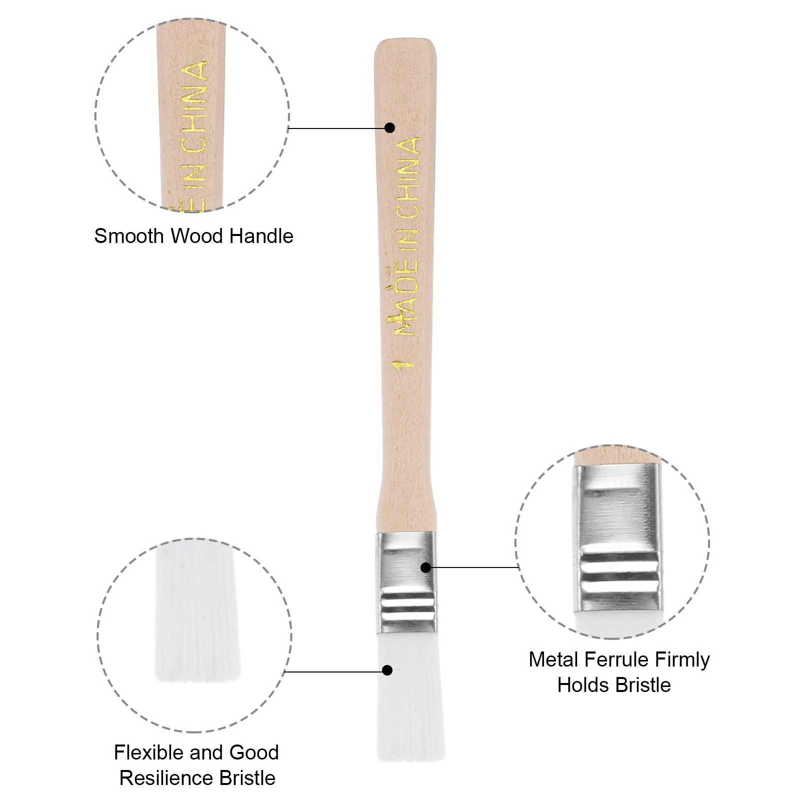 3Pcs 5" Paint Brush 0.47" Width Soft Nylon Bristle with Wood Handle for Wall Cabinets Fences paint brushes