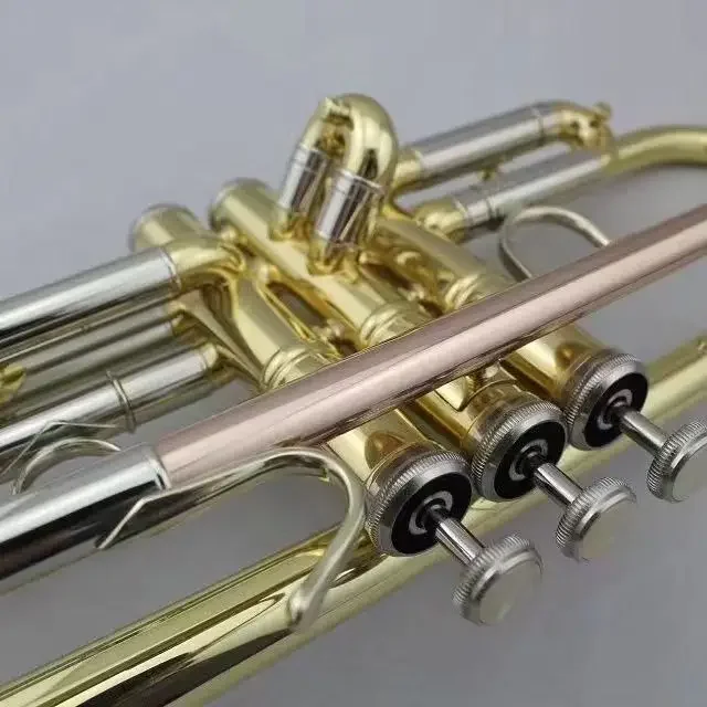 Trompeta stradivari instrumento de LT197GS Bb m&uacute;sica profesional chapado en oro nuevo