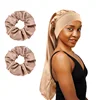 3PCS/LOT Elastic Wide Edge Long Satin Bonnet Sleep Hats Wrap Night Cap Care Women Extra Large For Natural Curly Loose Hair 4