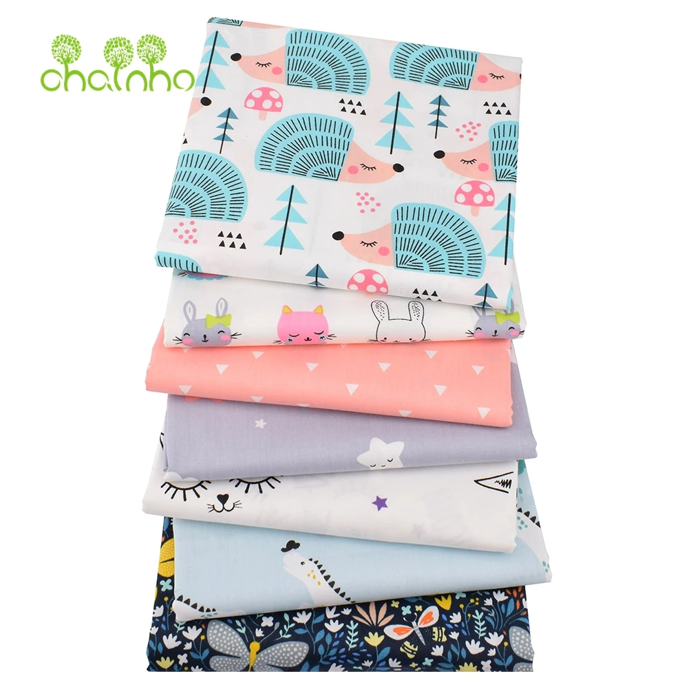 Chainho,Printed Twill Weave Cotton Fabric,Patchwork Cloth,DIY Sewing Quilting Material,Cartoon Series,2 Specification,CC158