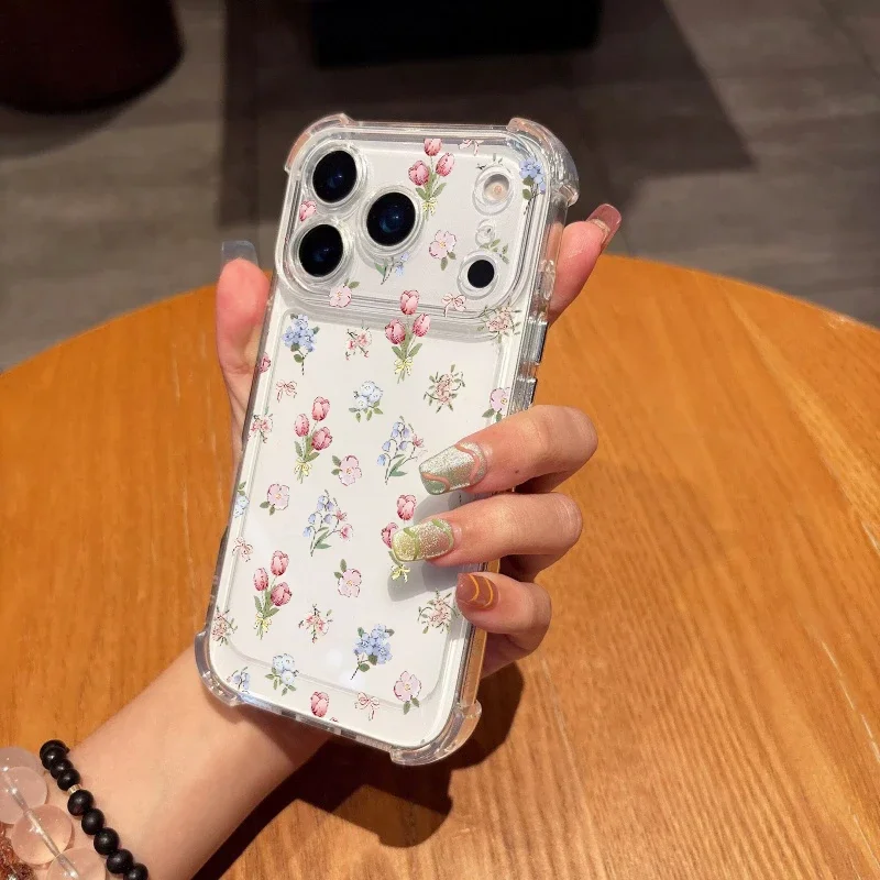 Vintage Small Floral Clear Soft Phone Case - Clear Korean TPU Cover