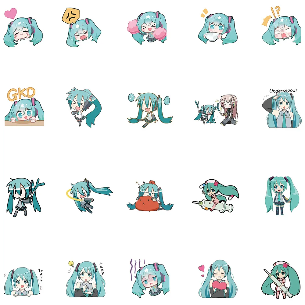10/65Pcs 일본 애니메이션 스티커 하츠네 미쿠 데칼 냉장고 노트북 수하물 자동차 낙서 카와이 가방 스티커 어린이 장난감 선물