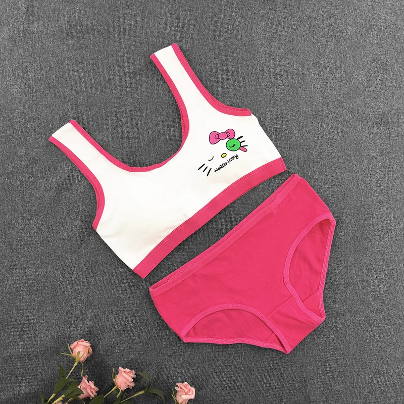 Young Girls Bra Panties Sets Underwear Training Bra Teenage Baby Lingerie Kids Sports 8-15 Years sports bra training bra