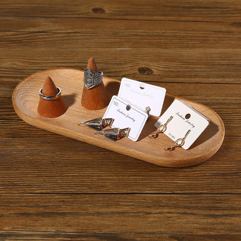 Jewelry Display Stand Storage Tray Wooden Earring Necklace Ring Watch Organizer Holders Tray Rack Jewelry Props Wholesale Gifts