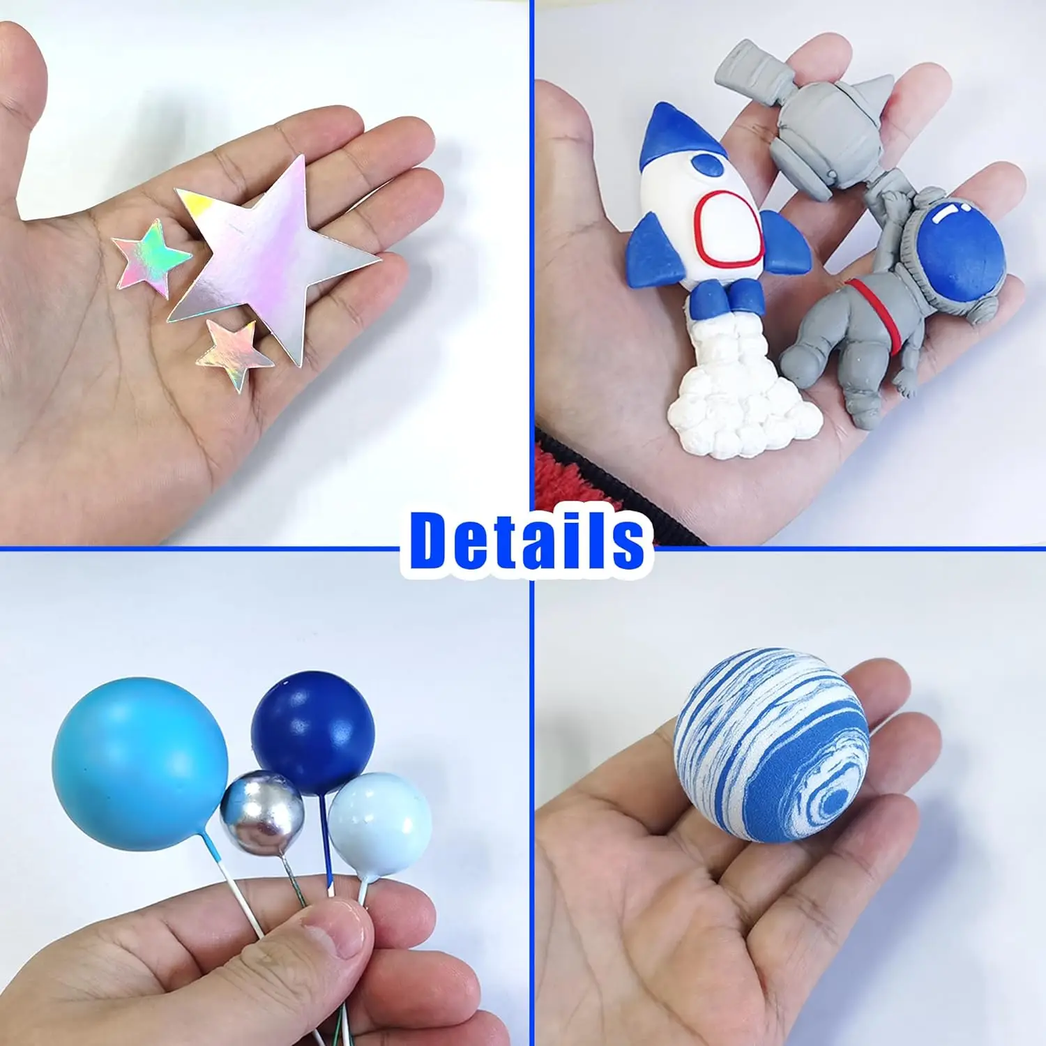 Toppers Per Torte A Tema Spaziale - Astronauta, Razzo E Stelle Per Compleanni E Baby Shower - Foto 5