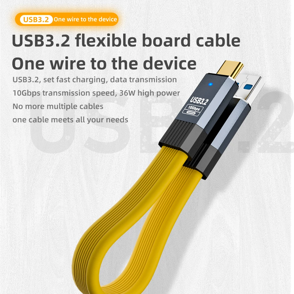 High-Speed USB 3.2 Type-A to Type-C Cable - 36W Fast Charging & 10Gbps Data Transfer