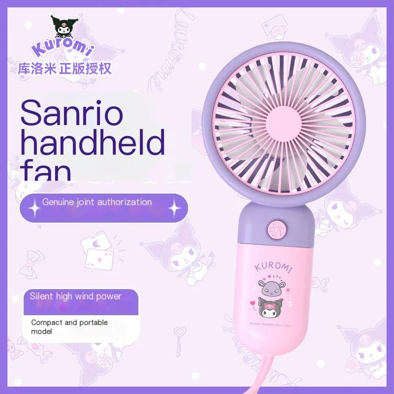 Sanrio Handheld Kuromi Summer Outdoor Small Fan Portable Small Rechargeable Cinnamoroll Handheld Cute Mini Student Fan High Wind