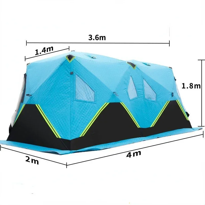 Warm Winter Ice Fishing Tents Large Spacious Triple Thick Cotton Outdoor  Camping Wind Proof Waterproof Snow Family Fishing Tent