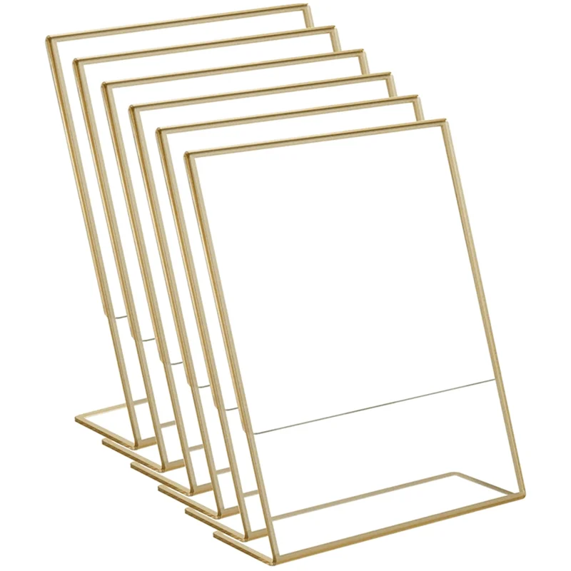 Latest Acrylic Gold Frame, Slanted Back Table Sign Holder For Wedding Table Card Restaurant Signs Photos
