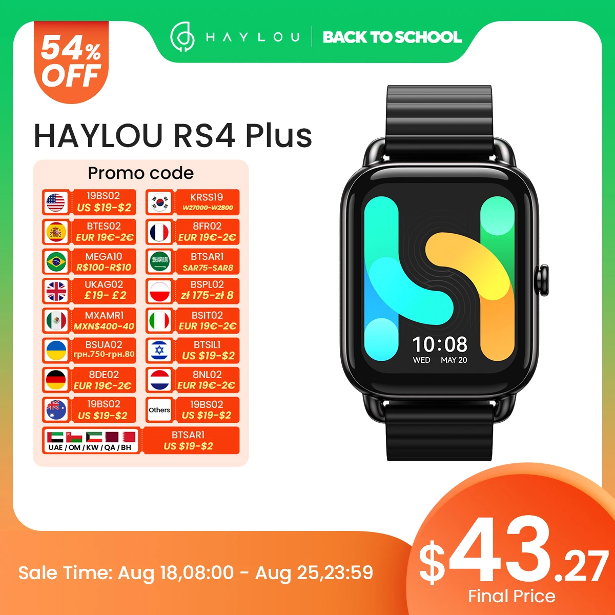 Smart Watch HAYLOU RS4 Plus 1.78'' AMOLED IP68
