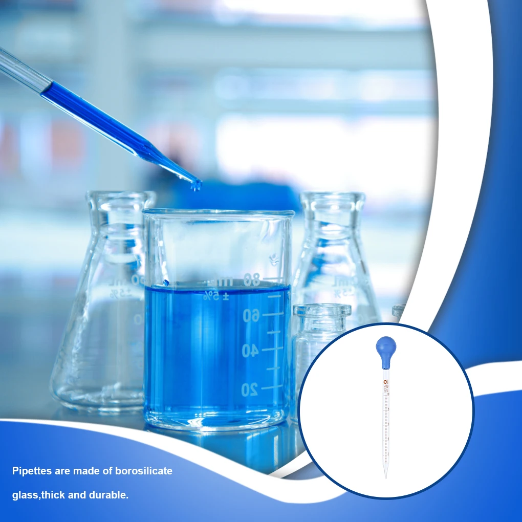 Dropper Glass Scale Line Rubber Head Pipette 1/2/3/5/10ml Lab School Experiment Supplies