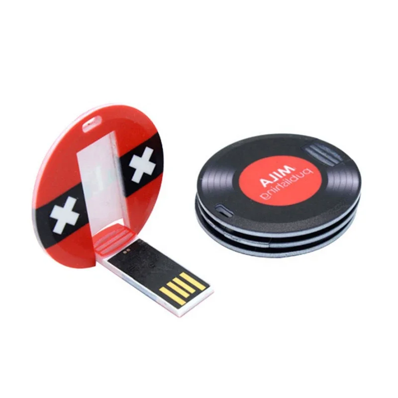 10개/몫 고속 USB 명함 플래시 드라이브 8GB 데이터 전송 회사 선물용 로고 인쇄가 가능한 미니 원형 USB