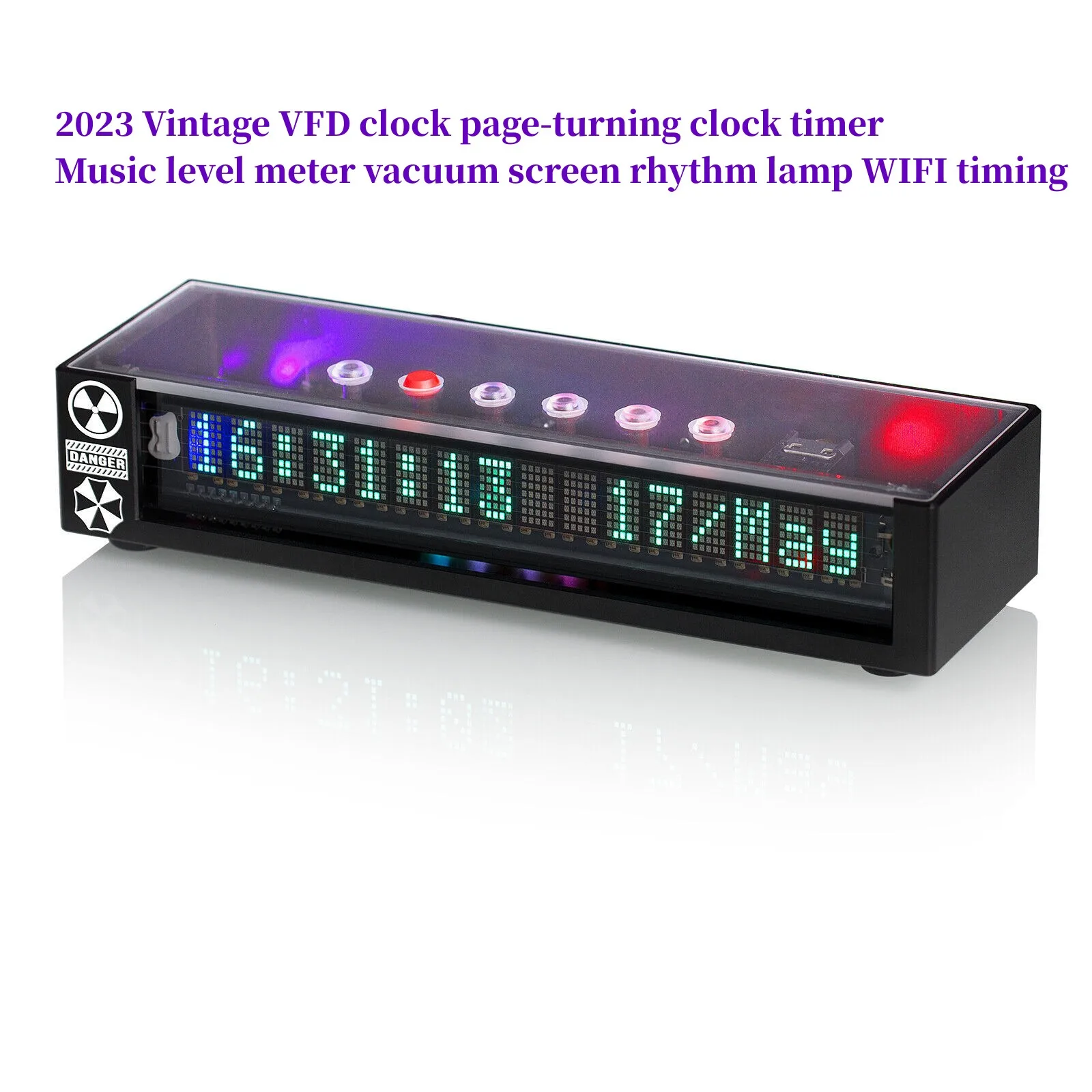 2023-Vintage-VFD-clock-page-turning-clock-timer-music-level-meter ...