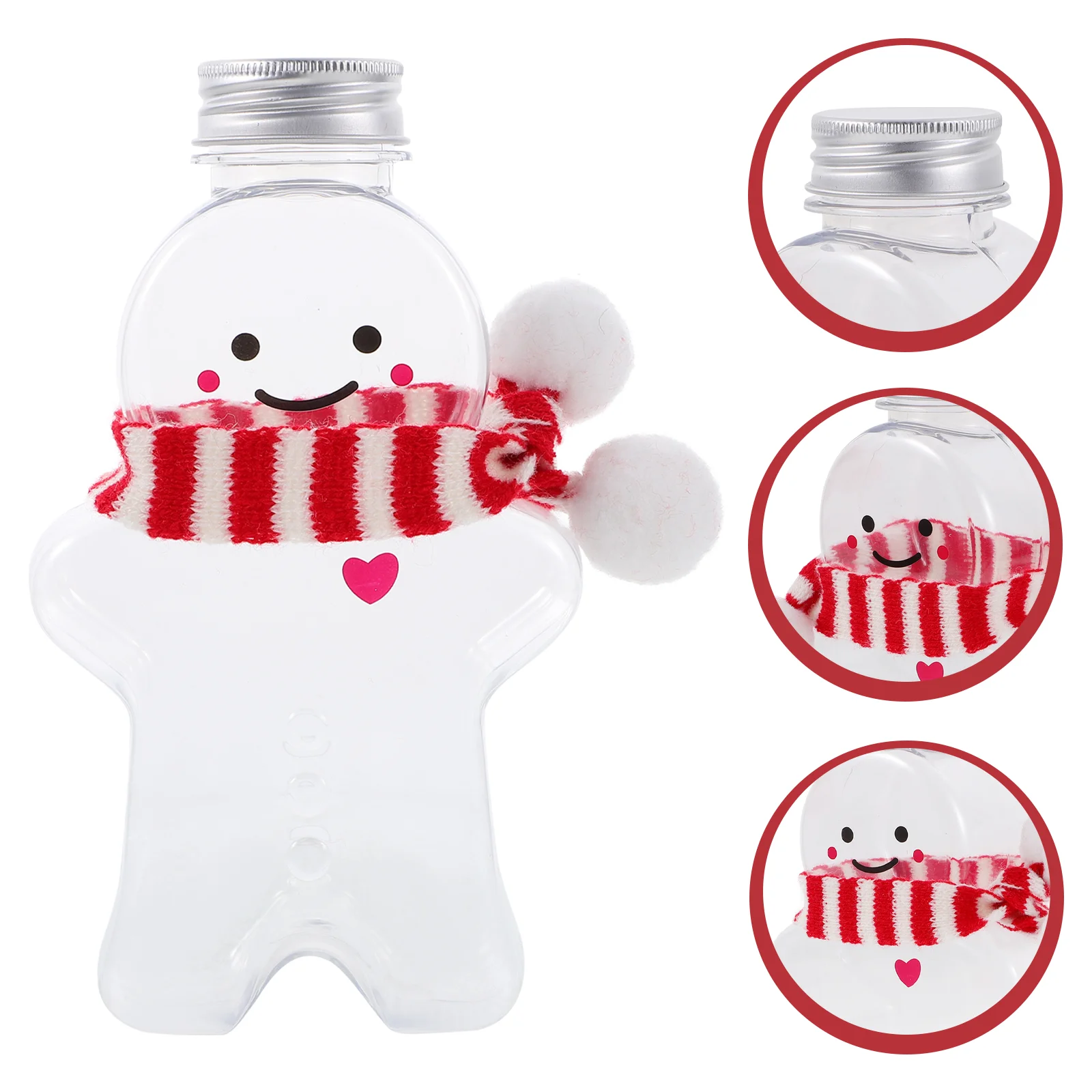 

Empty Christmas Juice Bottles Xmas Gingerbread Beverage Bottles With Christmas Scarf PET Plastic Milk Tea Bottles