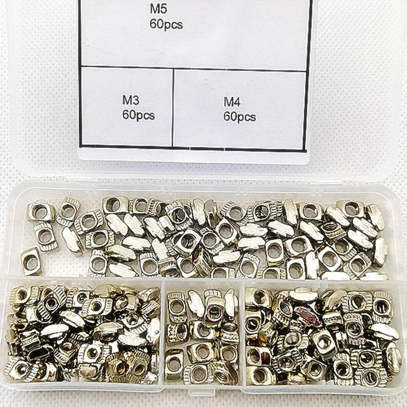 Uxcell 180-Pack T-Slot Nuts – M3/M4/M5 Sliding Nuts, Carbon Steel Nickel Plated For 2020 Aluminum Extrusion Profiles