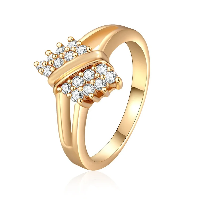 

Exquisite Women's Fashion Gold Plated Round Rhinestone Ring Crystal Wedding Anniversary Birthday Jewelry Engagement Rings