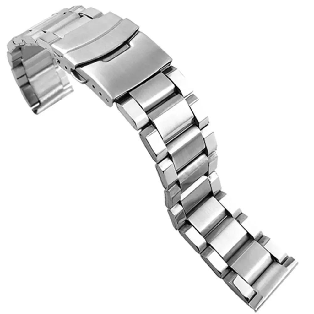 Stainless Steel Silver Watch Strap with Folding Buckle - Premium Wrist Bracelet Accessory