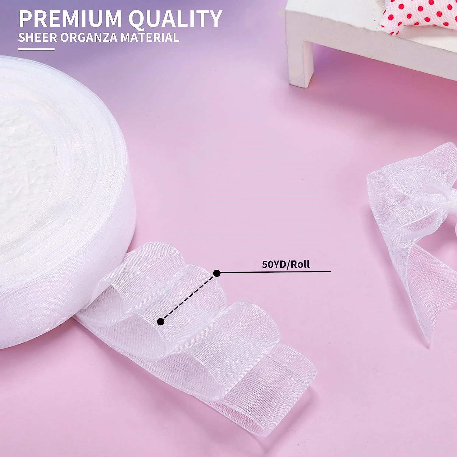 4 Rotoli Nastro Organza 2.5cm X 45m - Trasparente Per Regali, Matrimoni E Feste - Foto 7