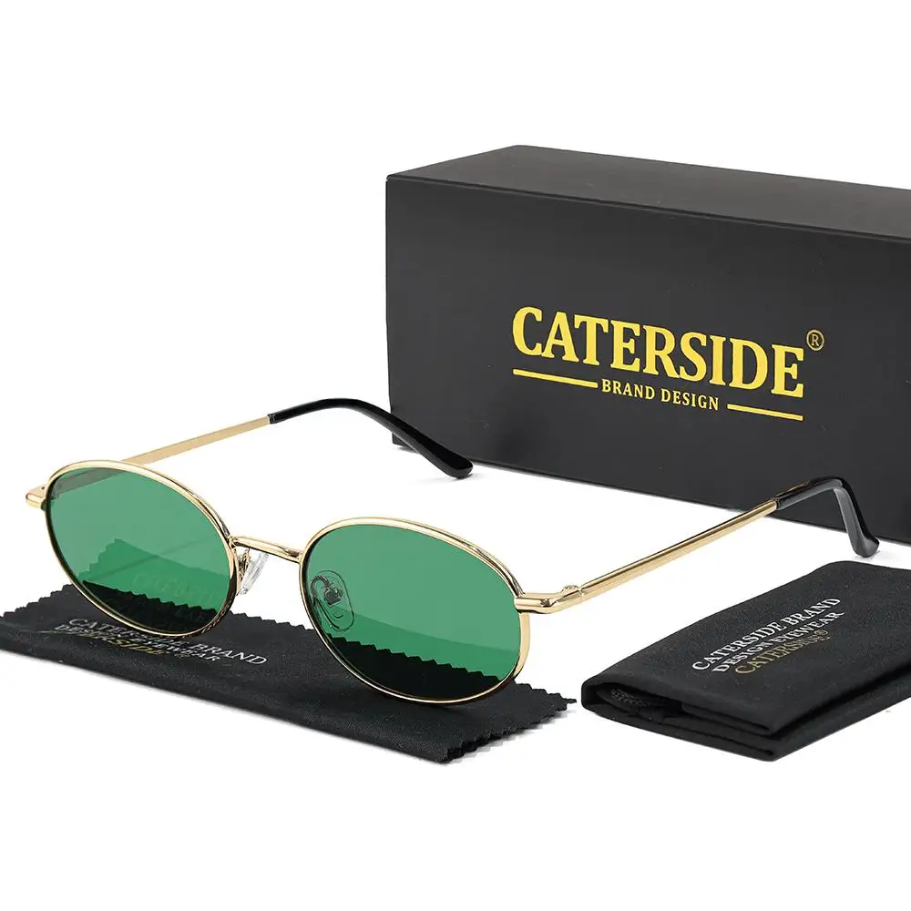 CATERSIDE Modische Herren-Sonnenbrille, Metall, oval, kleiner Rahmen, Sonnenbrille für Damen, Outdoor, Street, Hip-Hop, Dekorationsbrille, UV400 – Detail 12