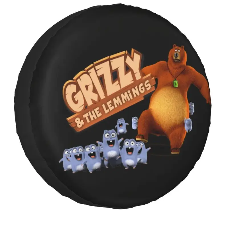 Grizzy And Lemmings Spare Wheel Tire Cover For Toyota Land Cruiser Prado Cartoon Jeep Rv Suv 4Wd 4X4 Vehicle 14" 15" 16" 17"