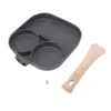 Fried Egg Pan Scratch Resistant Breakfast Cooking Pan Easy Cleaning Stick Proof 2 Round Cup Wooden Handle for Induction Stove 3
