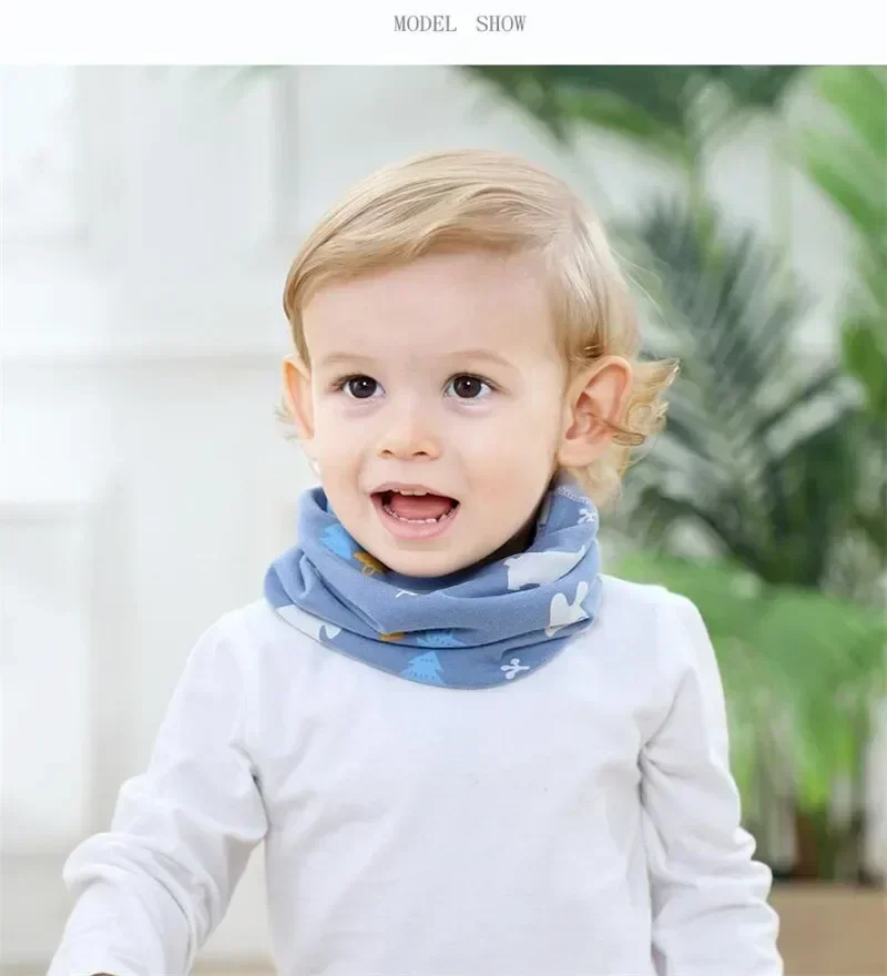 Kids Scarf Baby Neck Warmer Boys Girls Magic Muffler Outdoor Children's Cotton Ear Cap Winter Spring Autumn