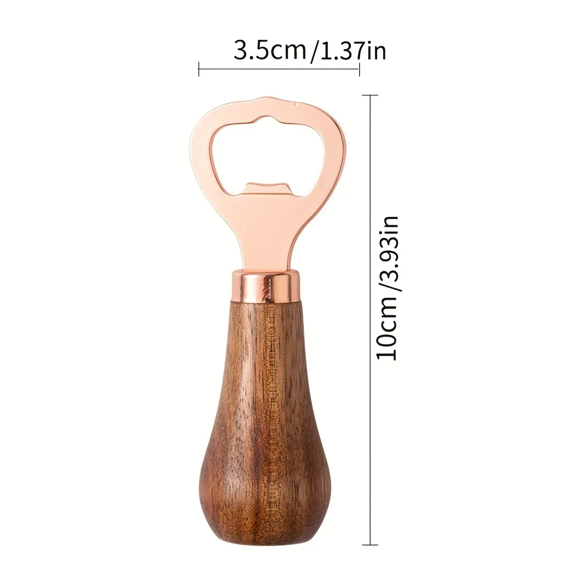 1pc Elegant Acacia Wood Beer Bottle Opener with Rose Golden Stainless Steel Lever - Durable, Creative Vertical Corkscrew