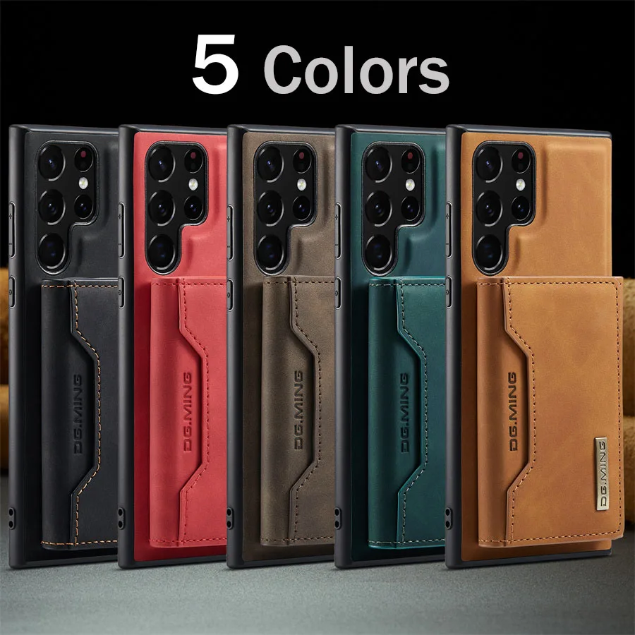 Versatile Magnetic Detachable Leather Wallet Case with Card Holder and Stand