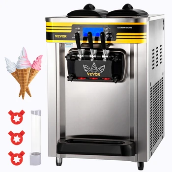 SucceBuy 22-30 L/H Soft Ice Cream Machines Commercial Tricolor Desktop Sweet Cone Freezing Equipment Vending Machine 1