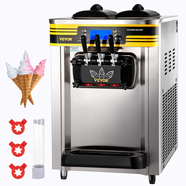SucceBuy 22-30 L/H Soft Ice Cream Machines Commercial Tricolor Desktop Sweet Cone Freezing Equipment Vending Machine 1