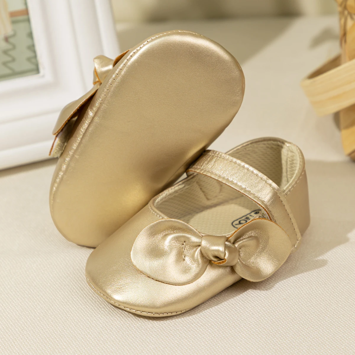 Meckior Exquisite Baby Girl Princess Shoes Gold Bow Newborn Durable Comfortable Outdoor Toddler Ballet Slippers Kids Girls Shoes 5