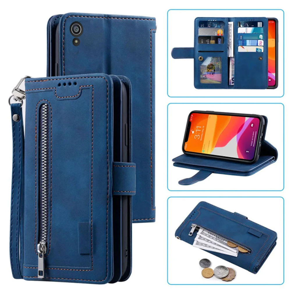 9 Cards Wallet Case For Sony Xperia Z5 Premium Case Card Slot Zipper Flip Folio With Wrist Strap Carnival Sony Z5 Premium Cover