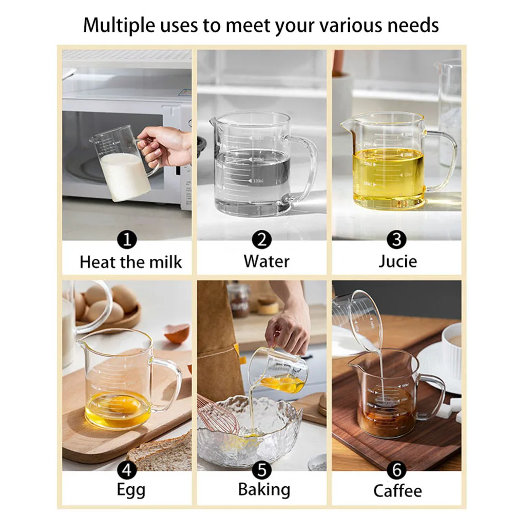 High Borosilicate Glass Measuring Cup Jug Clear Milk Cup For Baking Cooking Kitchen Accessories - 500Ml 14 High Borosilicate Glass Measuring Cup Jug Clear Milk Cup For Baking Cooking Kitchen Accessories - 500Ml