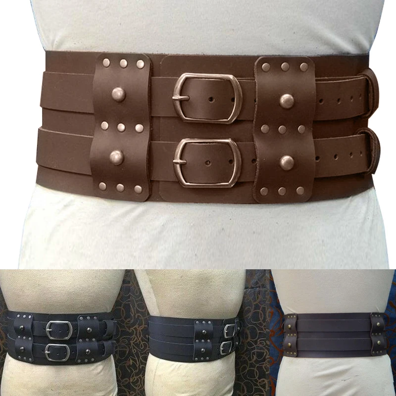Medieval Cosplay Belt Steampunk Women Vintage Wide Belt Men Knight Armors Medieval Viking Pirate Costume For Adult medieval cosplay belt