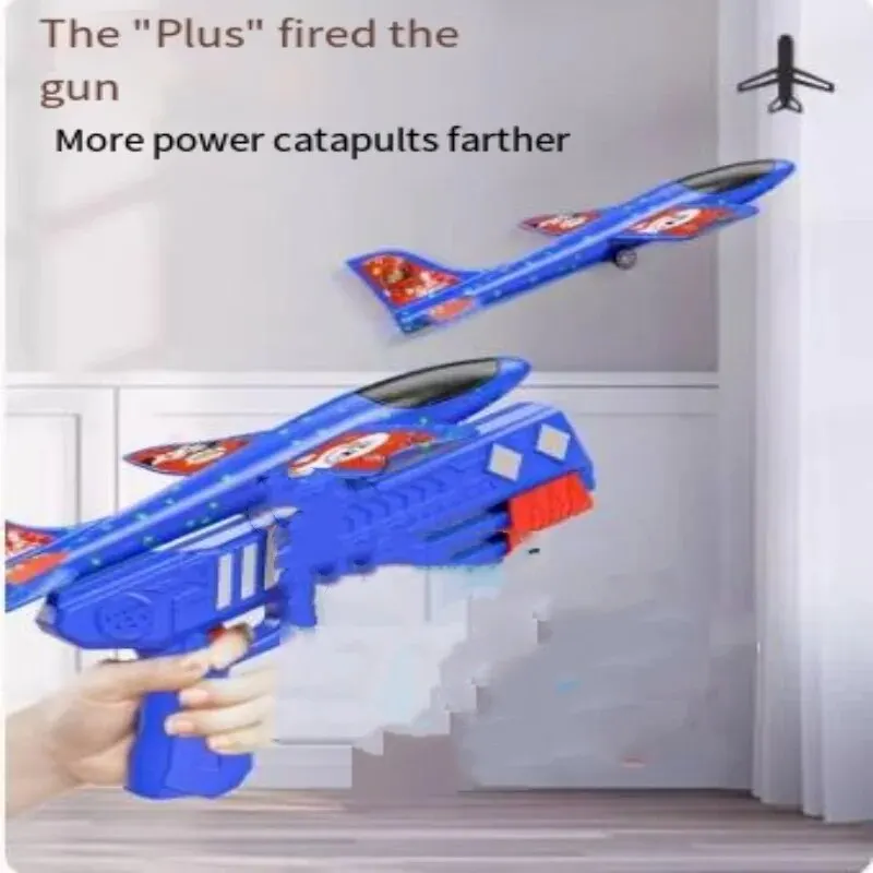 Catapult Foam Plane Gun Fire Outdoor Sports Hand Toss Flying Glider Toy Boys Girls foam plane shooter