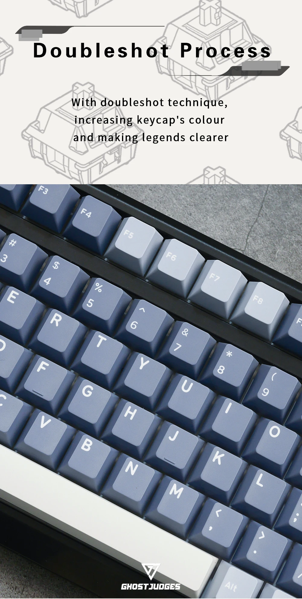 Doubleshot Keycap para teclado MX, juízes fantasmas,