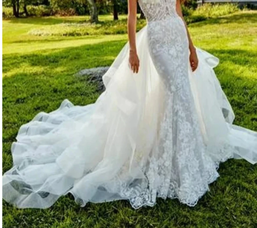OZLCUA Braut Schleppe Abnehmbar - Überrock Für Hochzeitskleid Weiß